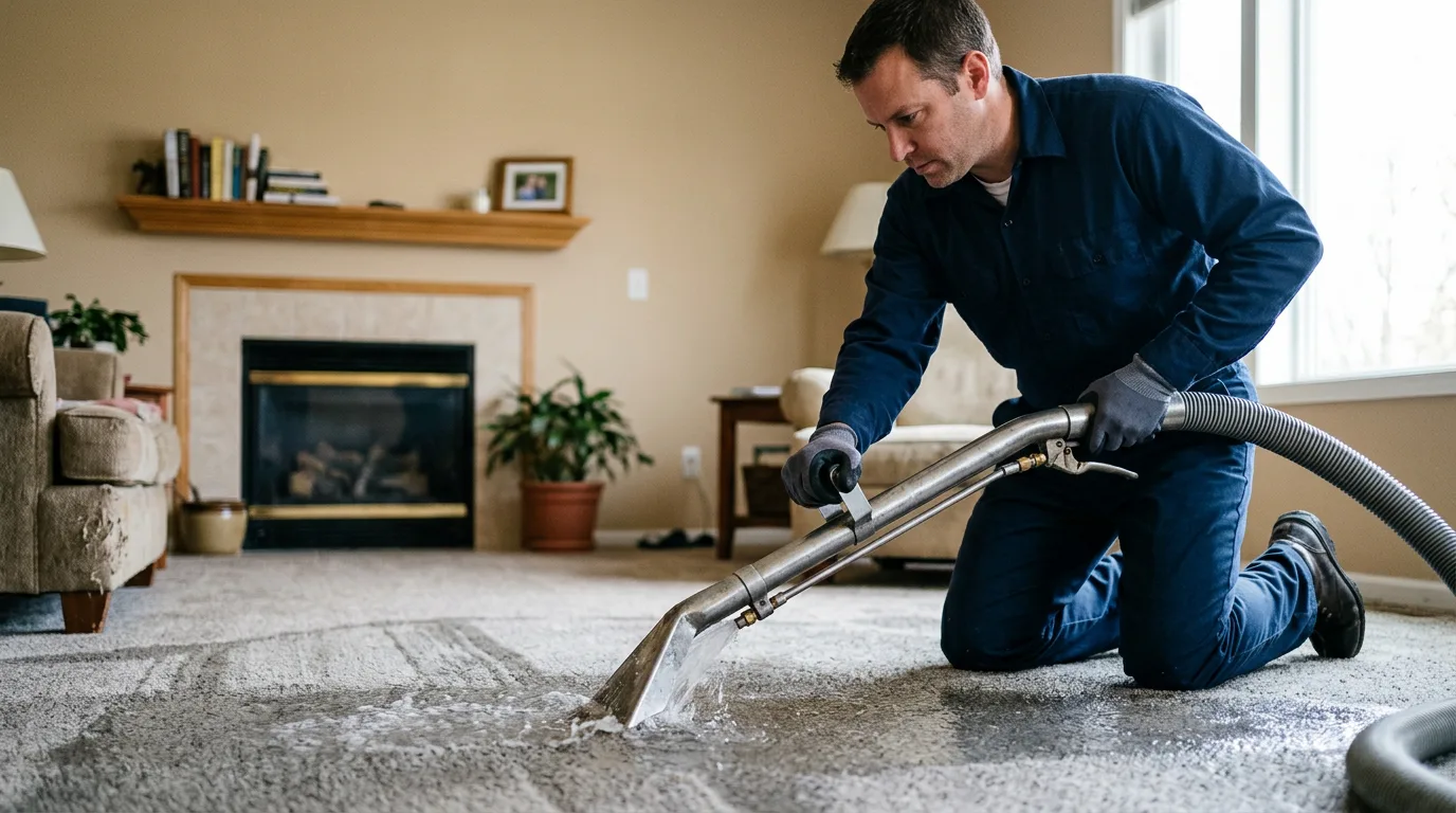 Water damage restoration technician working near Charlestown, IN